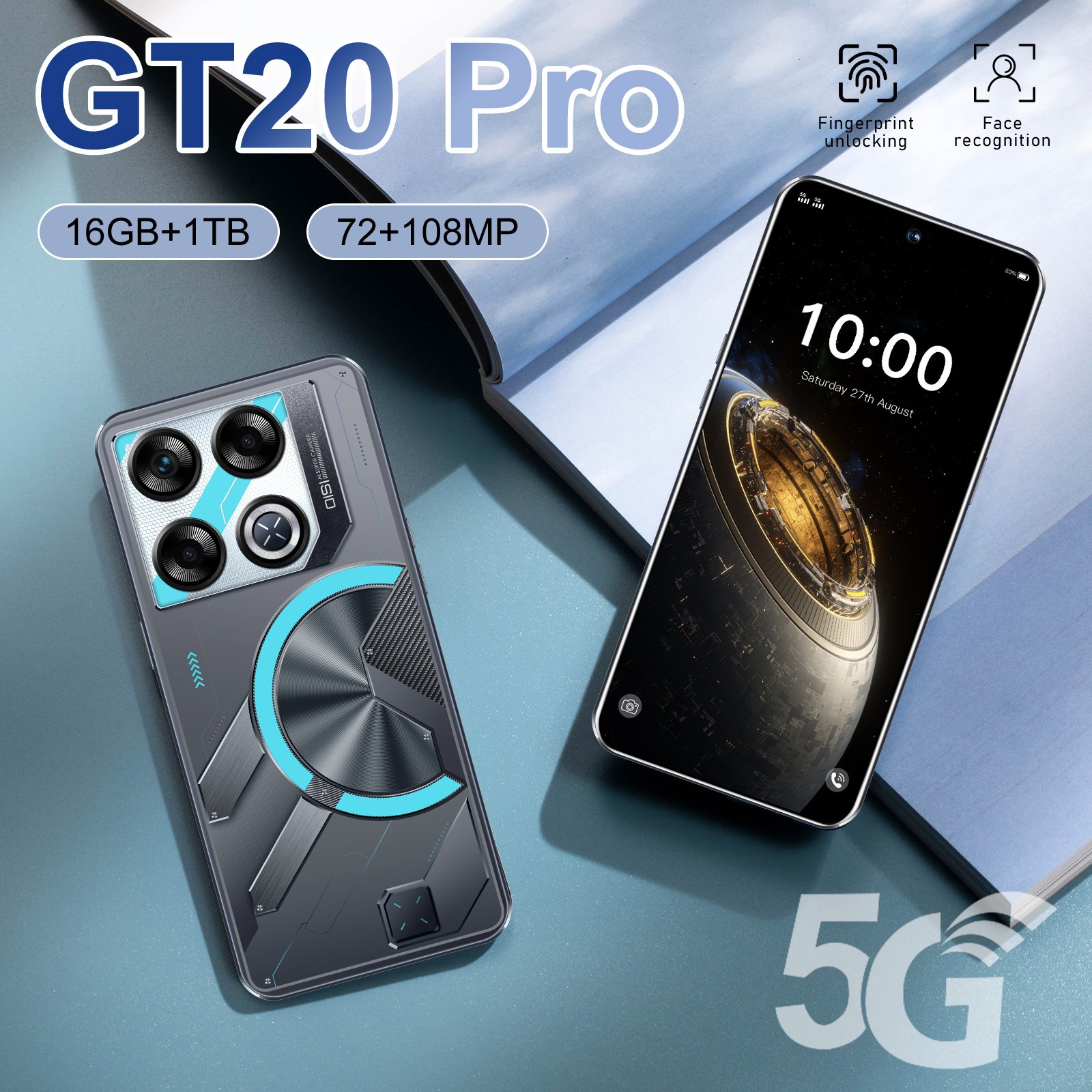 New Arrival Smartphone GT20 6.8 Inch Full Screen 16+1T Android Mobile Phones Face ID Unlocked Cell Phone